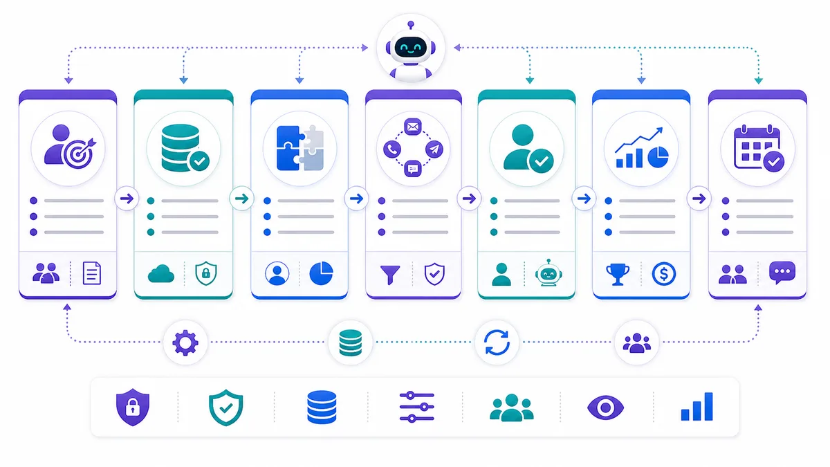 Seven-part operating model checklist for AI sales automation rollout