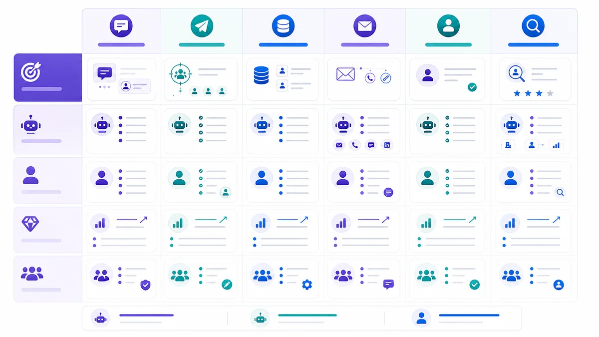 Matrix of B2B AI sales automation use cases by owner, value, and human role