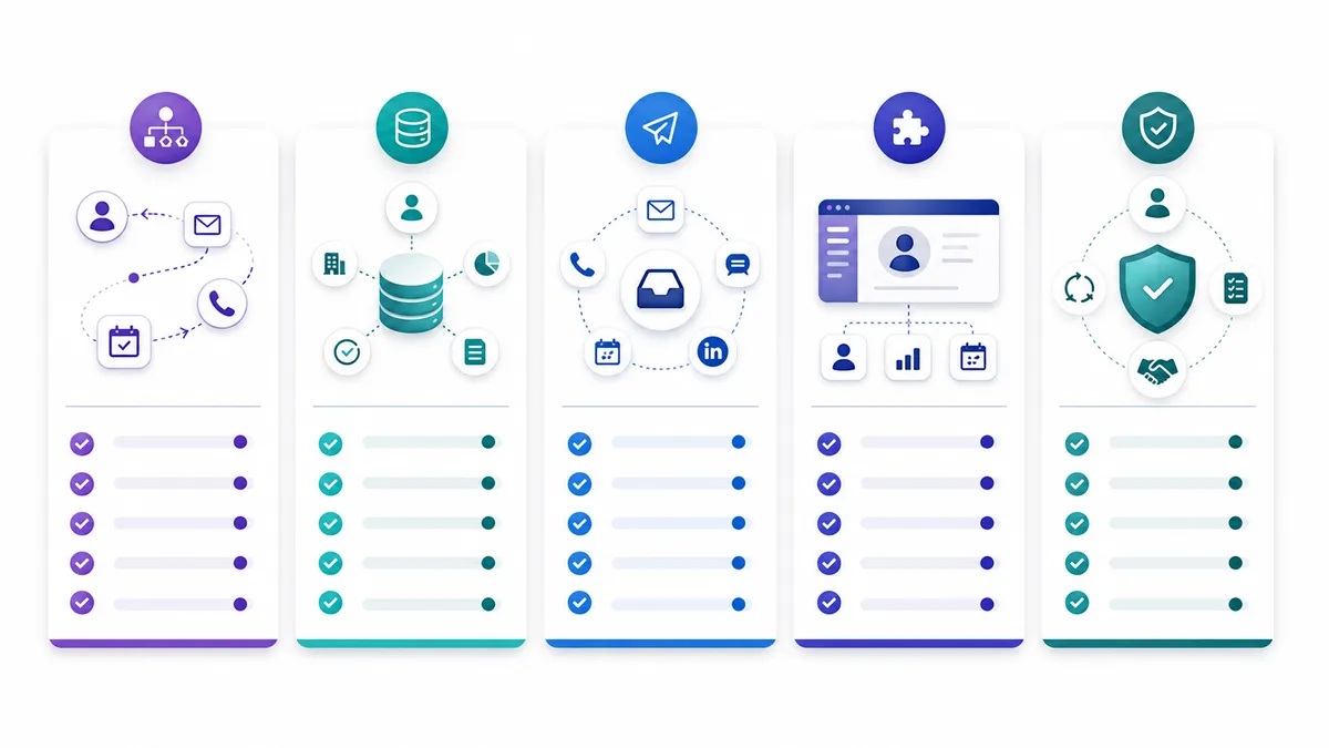 Checklist for evaluating AI sales automation platforms by ownership, data, channels, CRM, and human handoff