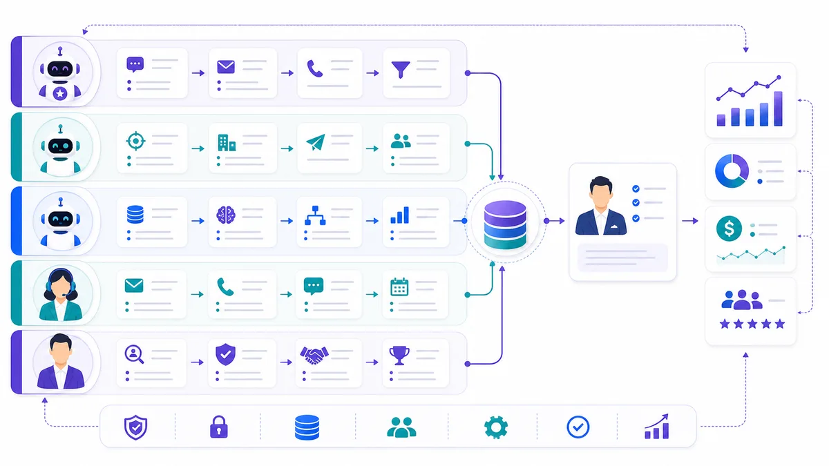 Five-layer human plus AI sales operating model