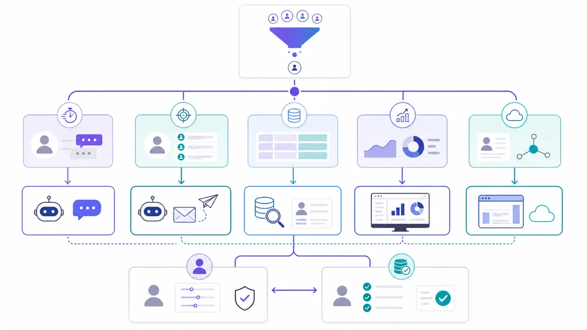 Decision tree for choosing an AI SDR tool by inbound, outbound, data, platform, or CRM problem