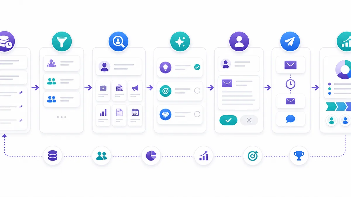 CRM reactivation cold email akışı: eski kayıtlar, segmentasyon, bağlam, mesaj ve satış handoff
