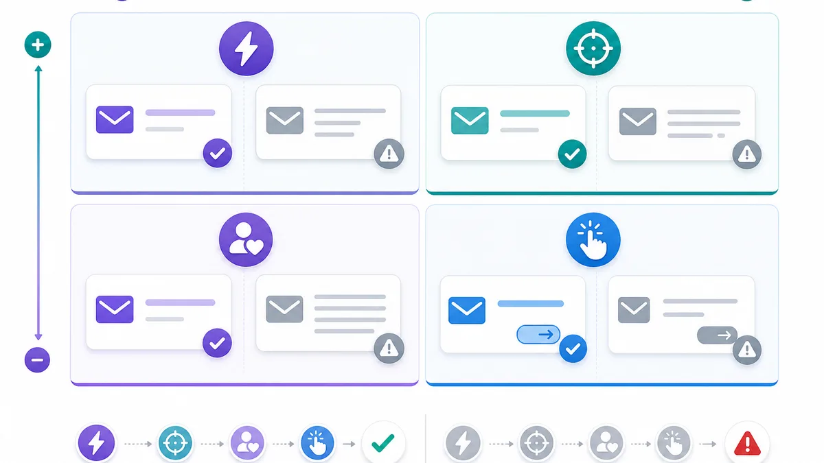 Cold email konu satırı ve mesaj kalitesi matrisi: kısa, spesifik, dürüst ve düşük sürtünmeli CTA