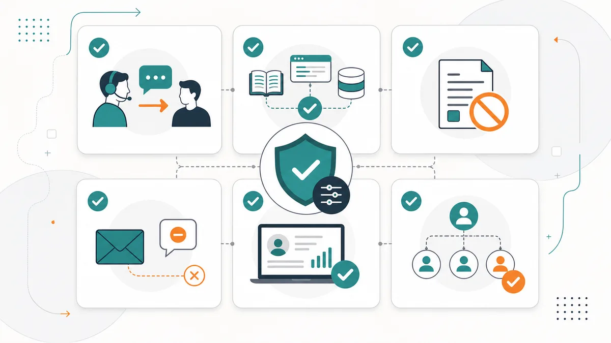 Checklist of AI sales automation guardrails for escalation, claims, routing, and CRM logging