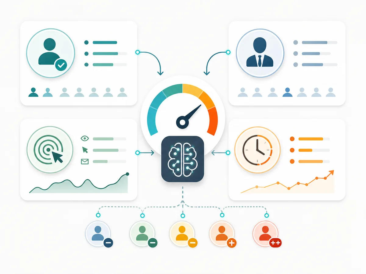 AI lead scoring model combining fit, role, intent, and urgency signals