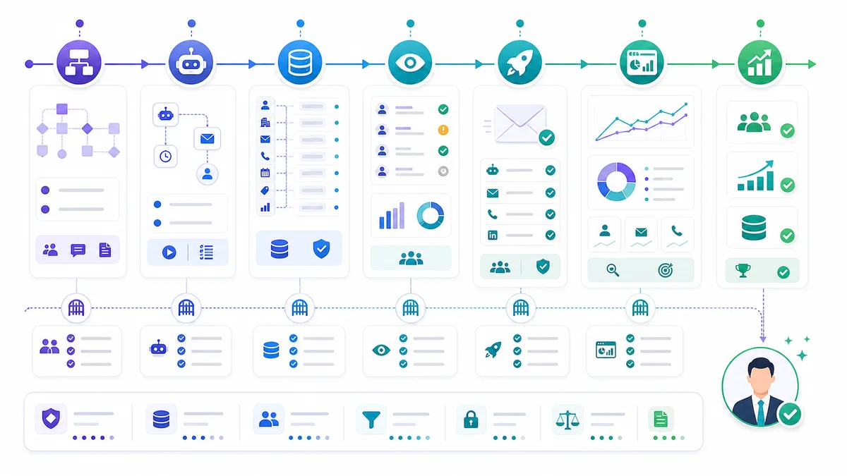 Phased implementation roadmap for AI sales process automation from mapping to scale