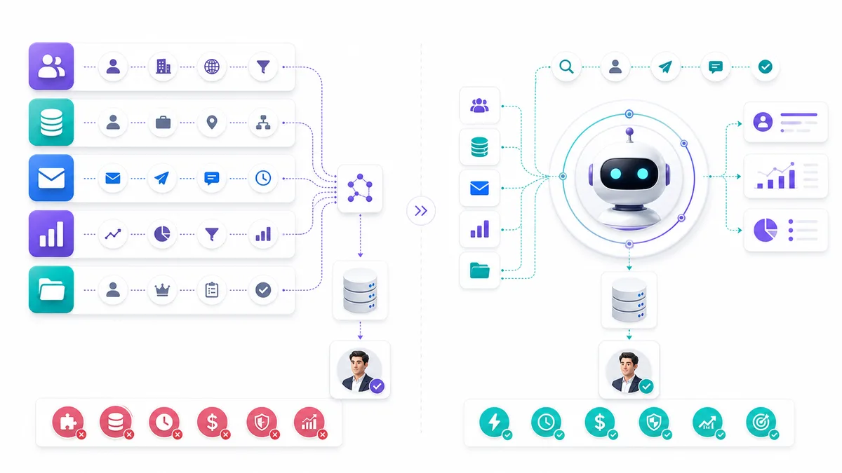 Outbound sales tools as separate layers versus a full AI sales worker