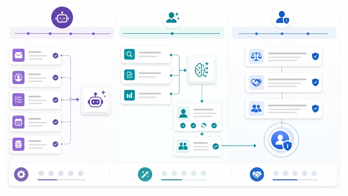 Decision matrix for which SDR tasks to automate, assist, or keep human