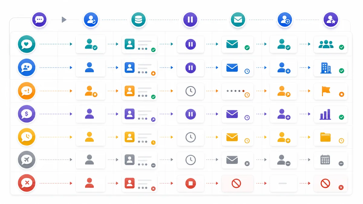 Soğuk müşteri kazanımı reply classification matrix with positive interest, referral, objection, pricing question, opt-out and CRM handoff actions