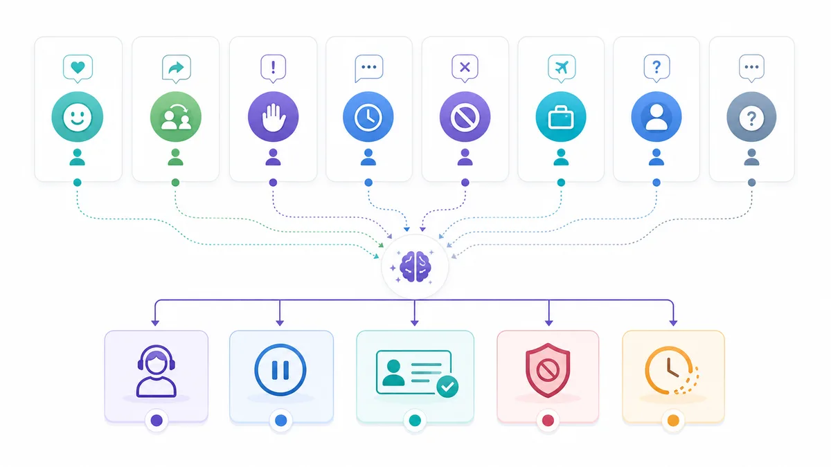 AI outbound reply classification and next action matrix