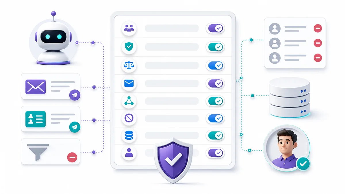 Startup AI sales agent guardrails covering data quality, sender rules, reply stops, CRM ownership, and human review